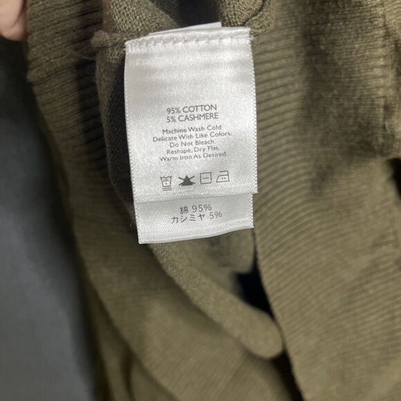 EDDIE BAUER 1/4 Zip UP‎ Mock Neck Green Cashmere Blend Sweater Men's Large Tall - Picture 5 of 9